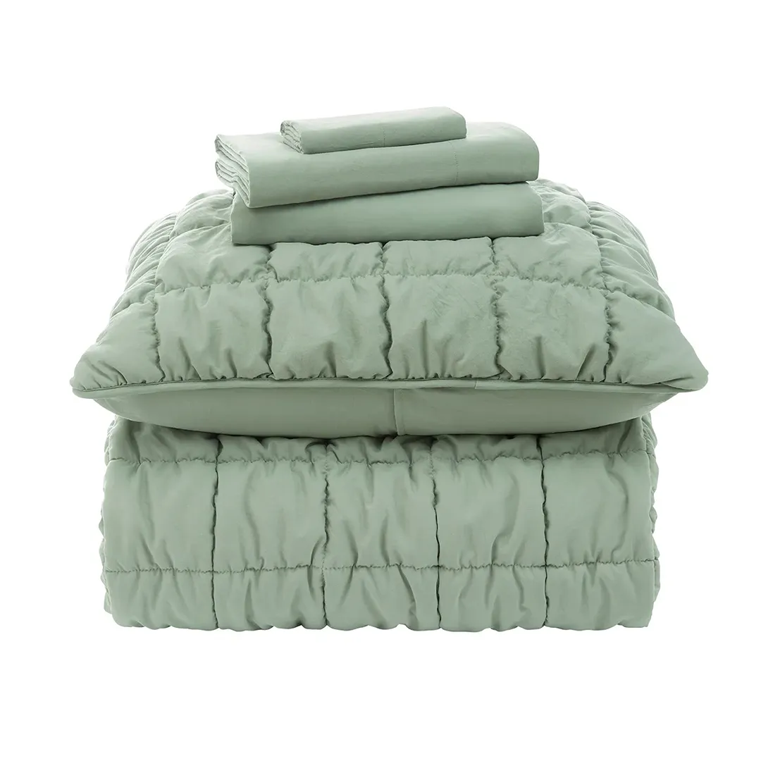 5 Piece Twin XL Comforter Set - Vibrant Green - Kaedas