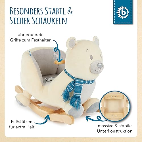 Bieco Plüsch Schaukeltier REH, 60 cm | Kinder Schaukelstuhl mit Sicherheitsgurt | Baby Schaukel | Kleinkind |Schaukelwippe ab 9 Monate | Schaukelpferd Holz - Kaedas