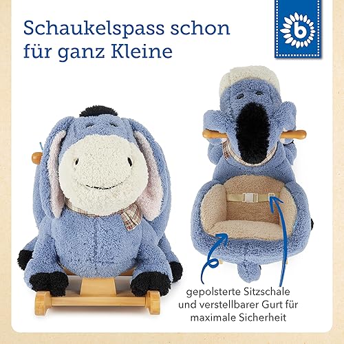 Bieco Plüsch Schaukeltier REH, 60 cm | Kinder Schaukelstuhl mit Sicherheitsgurt | Baby Schaukel | Kleinkind |Schaukelwippe ab 9 Monate | Schaukelpferd Holz - Kaedas