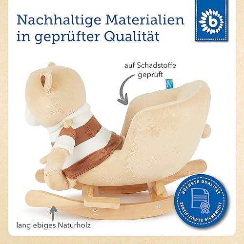 Bieco Plüsch Schaukeltier REH, 60 cm | Kinder Schaukelstuhl mit Sicherheitsgurt | Baby Schaukel | Kleinkind |Schaukelwippe ab 9 Monate | Schaukelpferd Holz - Kaedas