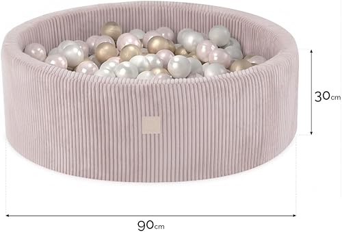 MISIOO Bällebad mit Schaumstoff-Füllung - 90x30cm - 200 Bälle für Bällebad - Hochwertige Bällebad Bälle für Kinder - Weiches und Sicheres Spielzeug - Waschbar - Kaedas