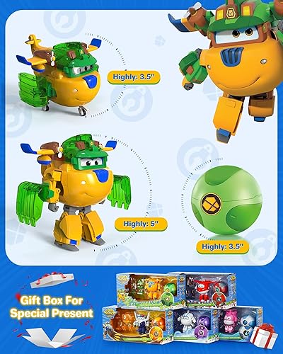 Super Wings Transforming Flugzeug Super Iron Donnie ca. 12,7 cm große mit Superbällen, Verwandelbares Spielzeug-Flugzeug und Roboterfigur für Kinder ab 3 Jahren Jungen Mädchen - Kaedas