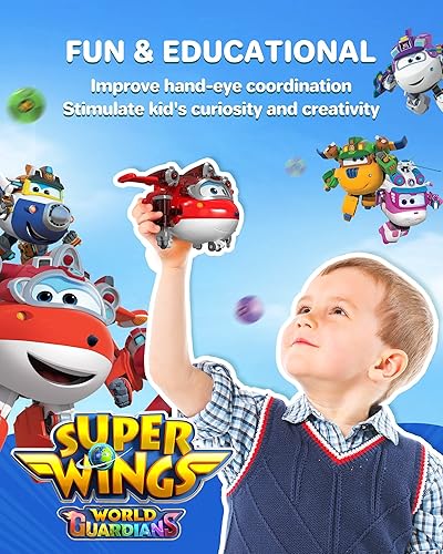 Super Wings Transforming Flugzeug Super Iron Donnie ca. 12,7 cm große mit Superbällen, Verwandelbares Spielzeug-Flugzeug und Roboterfigur für Kinder ab 3 Jahren Jungen Mädchen - Kaedas
