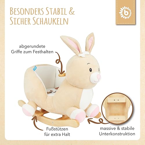 Bieco Plüsch Schaukeltier REH, 60 cm | Kinder Schaukelstuhl mit Sicherheitsgurt | Baby Schaukel | Kleinkind |Schaukelwippe ab 9 Monate | Schaukelpferd Holz - Kaedas