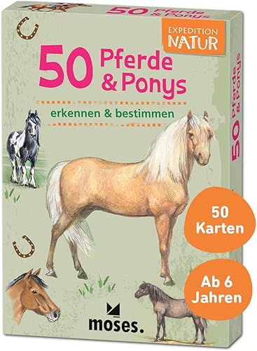 moses Expedition Natur 50 Pferde-Kartenset mit Bestimmungskarten & Quizfragen, White, Large - Kaedas
