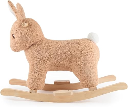 Bieco Plüsch Schaukeltier REH, 60 cm | Kinder Schaukelstuhl mit Sicherheitsgurt | Baby Schaukel | Kleinkind |Schaukelwippe ab 9 Monate | Schaukelpferd Holz - Kaedas