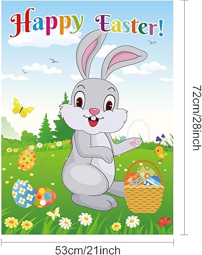 FEPITO Kinder Ostern Spiel, der Schwanz mit dem Kaninchen genagelt, mit 24 Nägeln in den Nagel Hase Eier für die Ostern Partei Ostereier verziert mit 24 Aufkleber, Osterei Jagd - Kaedas