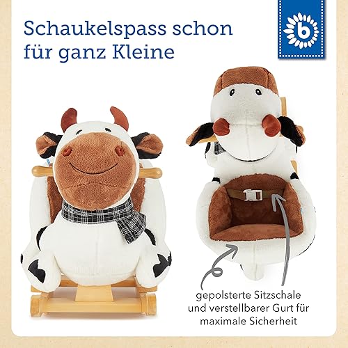 Bieco Plüsch Schaukeltier REH, 60 cm | Kinder Schaukelstuhl mit Sicherheitsgurt | Baby Schaukel | Kleinkind |Schaukelwippe ab 9 Monate | Schaukelpferd Holz - Kaedas
