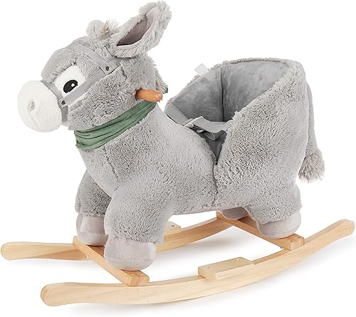 Bieco Plüsch Schaukeltier REH, 60 cm | Kinder Schaukelstuhl mit Sicherheitsgurt | Baby Schaukel | Kleinkind |Schaukelwippe ab 9 Monate | Schaukelpferd Holz - Kaedas