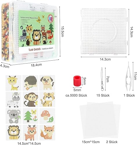 Homgaty 5000 Bügelperlen Vehicles Set, Steckperlen 5 mm Perlen mit Steckplatte, 18 Muster, Bügelpapier, Anhänger und Zubehör zum Basteln Handwerk für Kinder Geschenk (Vehicles, 5mm) - Kaedas