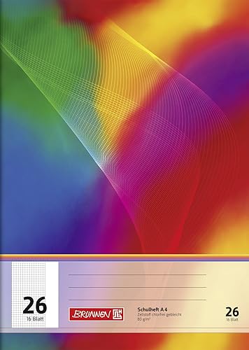 Brunnen 104492511 Schulheft (A4, 16 Blatt, liniert, mit Rand, Lineatur 25) 10 Stück - Kaedas