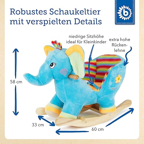 Bieco Plüsch Schaukeltier REH, 60 cm | Kinder Schaukelstuhl mit Sicherheitsgurt | Baby Schaukel | Kleinkind |Schaukelwippe ab 9 Monate | Schaukelpferd Holz - Kaedas