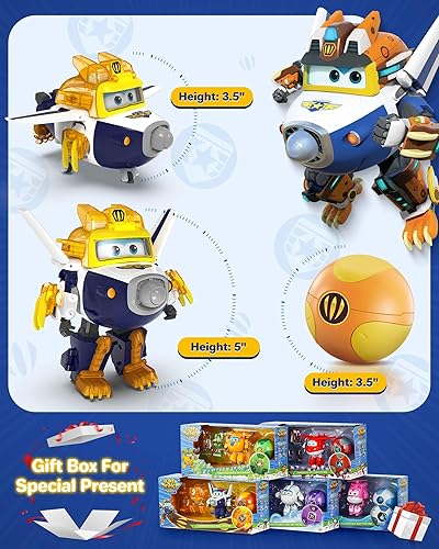 Super Wings Transforming Flugzeug Super Iron Donnie ca. 12,7 cm große mit Superbällen, Verwandelbares Spielzeug-Flugzeug und Roboterfigur für Kinder ab 3 Jahren Jungen Mädchen - Kaedas