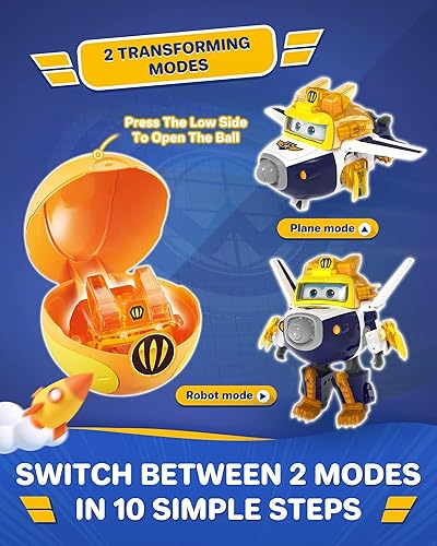 Super Wings Transforming Flugzeug Super Iron Donnie ca. 12,7 cm große mit Superbällen, Verwandelbares Spielzeug-Flugzeug und Roboterfigur für Kinder ab 3 Jahren Jungen Mädchen - Kaedas