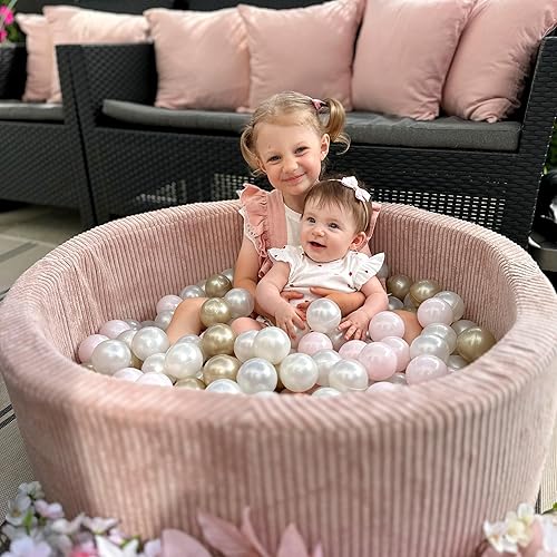 MISIOO Bällebad mit Schaumstoff-Füllung - 90x30cm - 200 Bälle für Bällebad - Hochwertige Bällebad Bälle für Kinder - Weiches und Sicheres Spielzeug - Waschbar - Kaedas