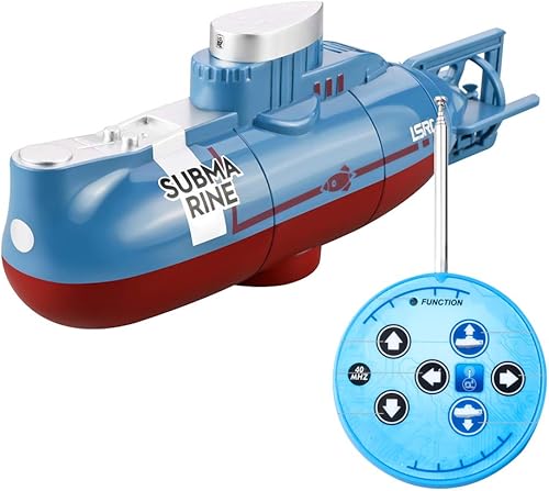 Syrisora ​​RC Mini-U-Boot, 6 Kanäle, Fernbedienung, Unterwasserschiff, RC-U-Boot-Modell, Kinder, Lernspielzeug, Kinder (Blau) - Kaedas