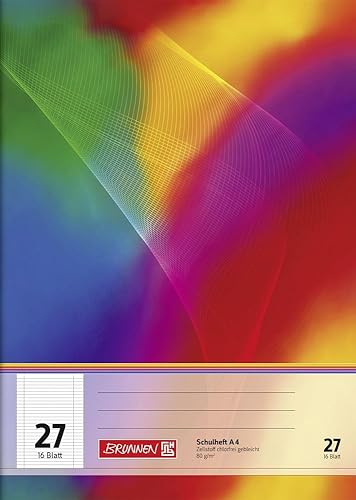 Brunnen 104492511 Schulheft (A4, 16 Blatt, liniert, mit Rand, Lineatur 25) 10 Stück - Kaedas
