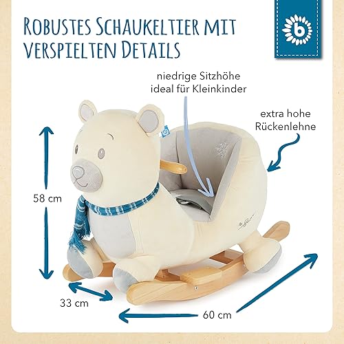 Bieco Plüsch Schaukeltier REH, 60 cm | Kinder Schaukelstuhl mit Sicherheitsgurt | Baby Schaukel | Kleinkind |Schaukelwippe ab 9 Monate | Schaukelpferd Holz - Kaedas