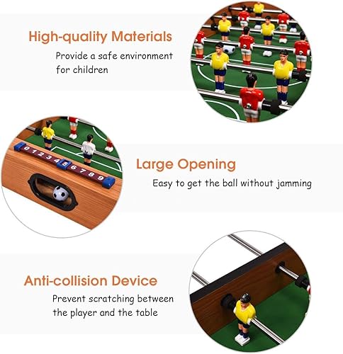 FCOUMY Multi Spieltisch, 2 in 1 Spieltisch Kombi Mini Kickertisch Fußballspiel-Tisch mit Gleit Hockey, Holz Tischkicker für Familie, Eltern-Kind Interaktiv, für Kinder - Kaedas