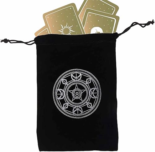 Generisch Taschen Beutel für Tarotkarten | Mysteriöse Schwarze magische Tarotkarten-Aufbewahrungstasche | Tarotkartenbeutel mit Kordelzug für Spielkarten Rider Waite Tarot Deck Orakelkarten - Kaedas