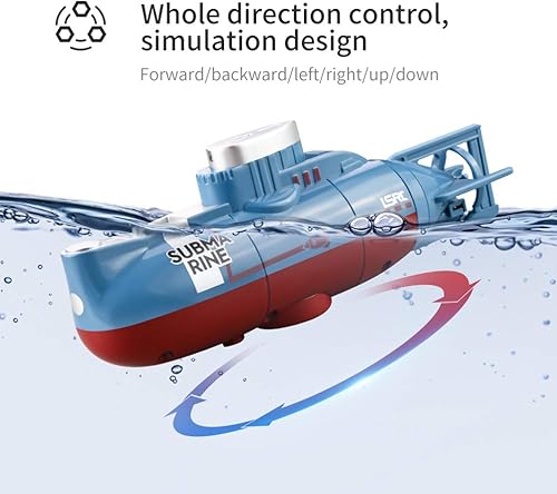 Syrisora ​​RC Mini-U-Boot, 6 Kanäle, Fernbedienung, Unterwasserschiff, RC-U-Boot-Modell, Kinder, Lernspielzeug, Kinder (Blau) - Kaedas