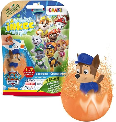 INKEE - Surprise Paw Patrol Badebomben Kinder mit Überraschung Überraschungs-Badekugel mit Stempel 3er-Multipack - Badezusatz Kinder - Kaedas
