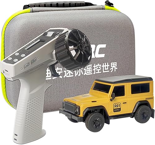 LDARC Mini RC Crawler 1:43 4WD All Terrain RC Rock Truck Ideal Für Raupenfahrzeug-Enthusiasten 2.4Ghz Maßstab Ferngesteuertes Auto Modell Kommt Mit DIY Weißer Karosserie (Wüstengelb) - Kaedas