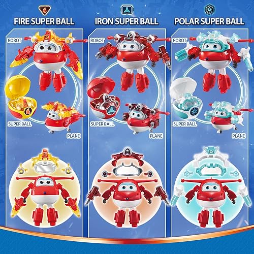 Super Wings Transforming Flugzeug Super Iron Donnie ca. 12,7 cm große mit Superbällen, Verwandelbares Spielzeug-Flugzeug und Roboterfigur für Kinder ab 3 Jahren Jungen Mädchen - Kaedas