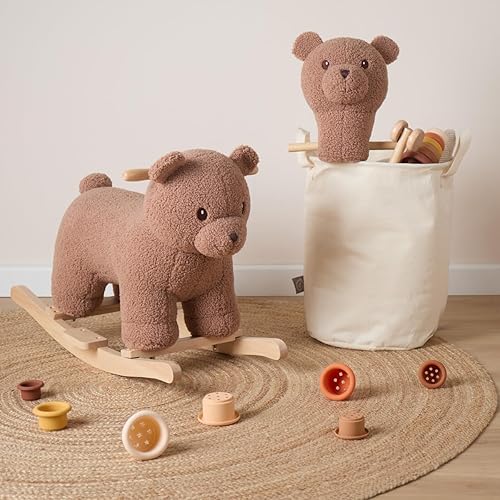 Bieco Plüsch Schaukeltier REH, 60 cm | Kinder Schaukelstuhl mit Sicherheitsgurt | Baby Schaukel | Kleinkind |Schaukelwippe ab 9 Monate | Schaukelpferd Holz - Kaedas