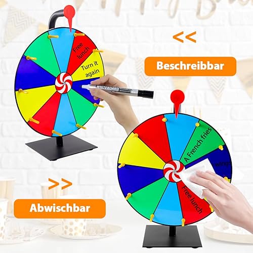 Tyafzzn Glücksrad zum Drehen, Glücksrad zum Selbstgestalten, Glücksrad Spielzeug mit Markierstift, Spinning Prize Wheel, Glücksrad für Party, Karneval, Lotteriespiele, Wortspiele - Kaedas