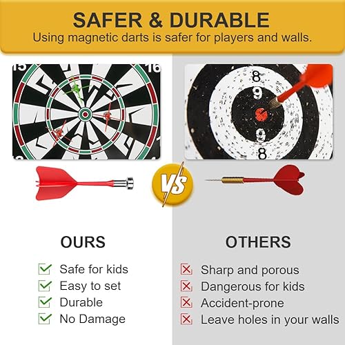 Flintronic Dartscheibe Magnetisch, Magnetisch Sichere Dartscheibe mit 14 Dartpfeilen, Dartscheibe Junge Spielzeug Geschenk für Drinnen und Draußen Party Spiel,für Kinder und Erwachsene - Kaedas