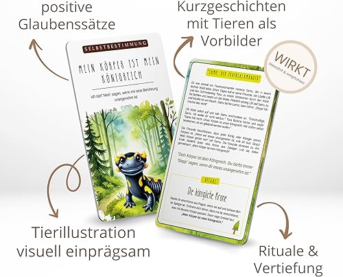 MINITALES 48 Affirmationskarten Kinder | Ich bin gut, wie Ich bin | Selbstbewusstsein stärken, Achtsamkeit & Resilienz | Gefühlskarten für Kinder & Selbstliebe Karten | Mutmachkarten - Kaedas