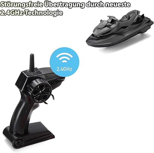 HIMOTO HSP RC ferngesteuertes Jet-Ski, Renn-Boot, Speedboot für Einsteiger und Fortgeschrittene, inklusive 2.4GHz Fernsteuerung, Akku und Ladekabel, Komplett-Set - Kaedas