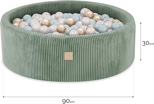 MISIOO Bällebad mit Schaumstoff-Füllung - 90x30cm - 200 Bälle für Bällebad - Hochwertige Bällebad Bälle für Kinder - Weiches und Sicheres Spielzeug - Waschbar - Kaedas