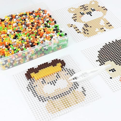 Homgaty 5000 Bügelperlen Vehicles Set, Steckperlen 5 mm Perlen mit Steckplatte, 18 Muster, Bügelpapier, Anhänger und Zubehör zum Basteln Handwerk für Kinder Geschenk (Vehicles, 5mm) - Kaedas