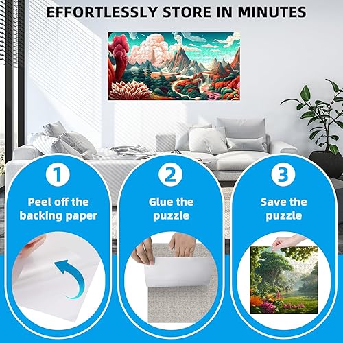 MOZOOSON Puzzlematte für 1500 Puzzle Teile, Puzzle Matte Roll Up Puzzle Aufbewahrung, Puzzle Roll Storage Mat für Bis 500 1000 1500 Puzzle Zubehör Aufbewahrung mit Praktisches Puzzle Zubehör - Kaedas