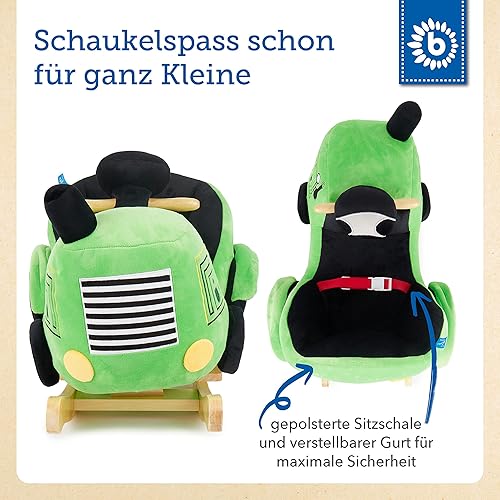 Bieco Plüsch Schaukeltier REH, 60 cm | Kinder Schaukelstuhl mit Sicherheitsgurt | Baby Schaukel | Kleinkind |Schaukelwippe ab 9 Monate | Schaukelpferd Holz - Kaedas