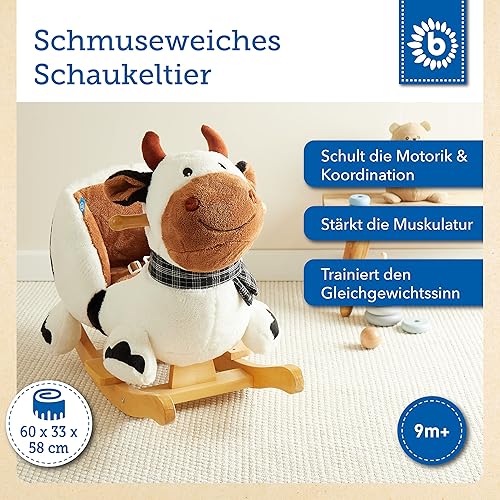 Bieco Plüsch Schaukeltier REH, 60 cm | Kinder Schaukelstuhl mit Sicherheitsgurt | Baby Schaukel | Kleinkind |Schaukelwippe ab 9 Monate | Schaukelpferd Holz - Kaedas