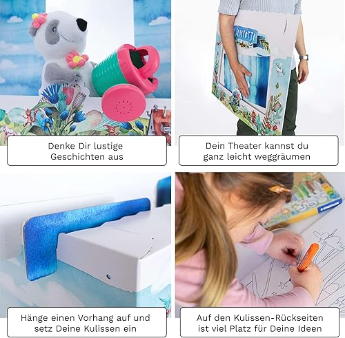 FOLDZILLA Puppentheater 0,75 x 0,70 x 1,25 m aus Pappe Theater Karton - Kasperletheater Märchen - Kaedas