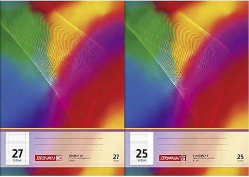 Brunnen 104492511 Schulheft (A4, 16 Blatt, liniert, mit Rand, Lineatur 25) 10 Stück - Kaedas