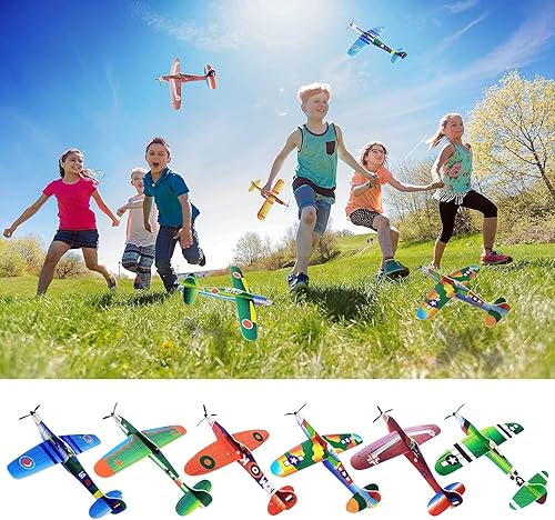 YINZZTRY Gleitflugzeuge Set, Styroporflieger Flugzeuge Modell, Gleitflugzeuge für Kinder, Gleiter Flieger Wurfgleiter, für Schultüte Mitgebsel Überraschung (24 Stück) - Kaedas