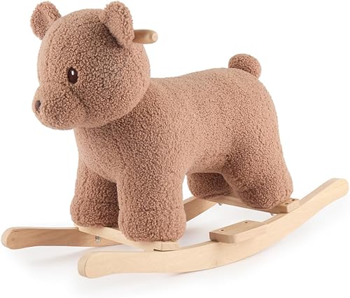 Bieco Plüsch Schaukeltier REH, 60 cm | Kinder Schaukelstuhl mit Sicherheitsgurt | Baby Schaukel | Kleinkind |Schaukelwippe ab 9 Monate | Schaukelpferd Holz - Kaedas