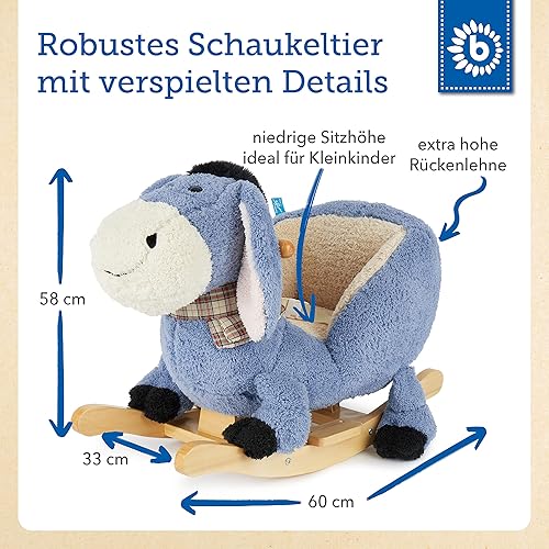 Bieco Plüsch Schaukeltier REH, 60 cm | Kinder Schaukelstuhl mit Sicherheitsgurt | Baby Schaukel | Kleinkind |Schaukelwippe ab 9 Monate | Schaukelpferd Holz - Kaedas