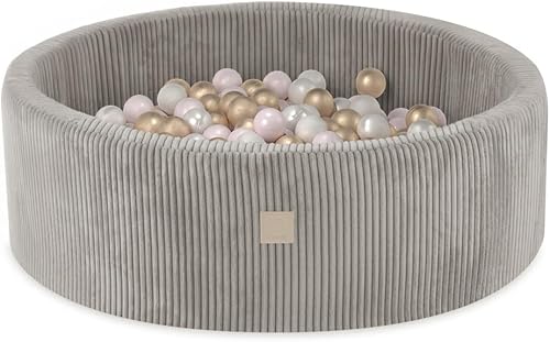 MISIOO Bällebad mit Schaumstoff-Füllung - 90x30cm - 200 Bälle für Bällebad - Hochwertige Bällebad Bälle für Kinder - Weiches und Sicheres Spielzeug - Waschbar - Kaedas