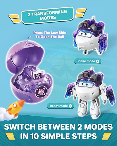 Super Wings Transforming Flugzeug Super Iron Donnie ca. 12,7 cm große mit Superbällen, Verwandelbares Spielzeug-Flugzeug und Roboterfigur für Kinder ab 3 Jahren Jungen Mädchen - Kaedas