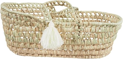 kikadu Großer Puppenkorb - Puppenkorb/Bett für die Lieblingspuppe oder -Tier aus Palmblättern, handgeflochten, Maße 40x18x17 cm - Kaedas