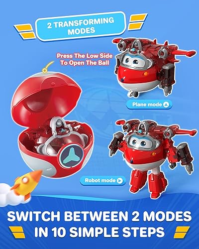 Super Wings Transforming Flugzeug Super Iron Donnie ca. 12,7 cm große mit Superbällen, Verwandelbares Spielzeug-Flugzeug und Roboterfigur für Kinder ab 3 Jahren Jungen Mädchen - Kaedas