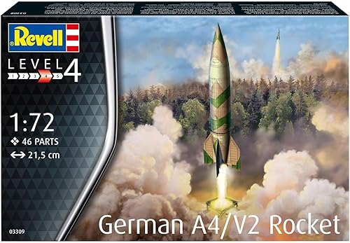 Revell Modellbausatz Militär I German A4 V2 Rocket I Maßstab 1:72 I Level 4 Bausatz I Teileanzahl 46 I ab 12+ Jahren I für Kinder und Erwachsene I inkl. Aufkleber-Set - Kaedas
