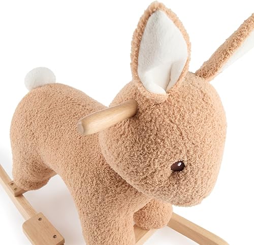 Bieco Plüsch Schaukeltier REH, 60 cm | Kinder Schaukelstuhl mit Sicherheitsgurt | Baby Schaukel | Kleinkind |Schaukelwippe ab 9 Monate | Schaukelpferd Holz - Kaedas