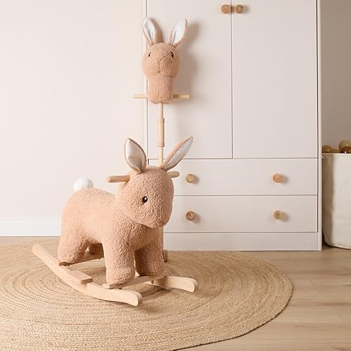 Bieco Plüsch Schaukeltier REH, 60 cm | Kinder Schaukelstuhl mit Sicherheitsgurt | Baby Schaukel | Kleinkind |Schaukelwippe ab 9 Monate | Schaukelpferd Holz - Kaedas